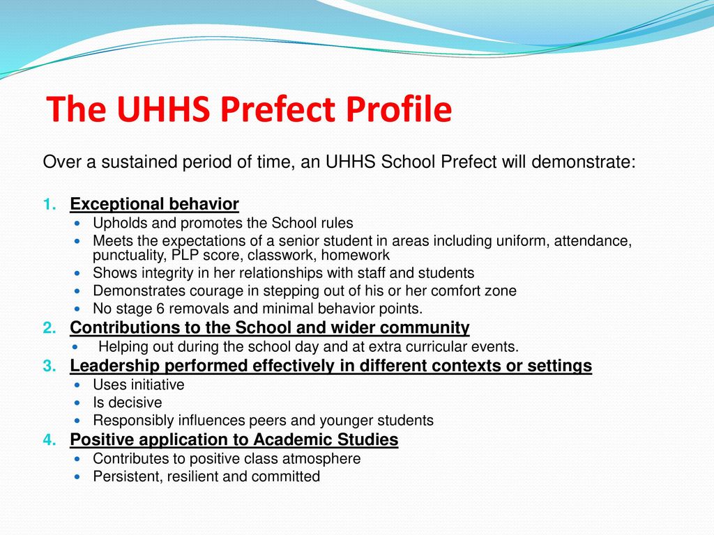 The UHHS Prefect Profile
