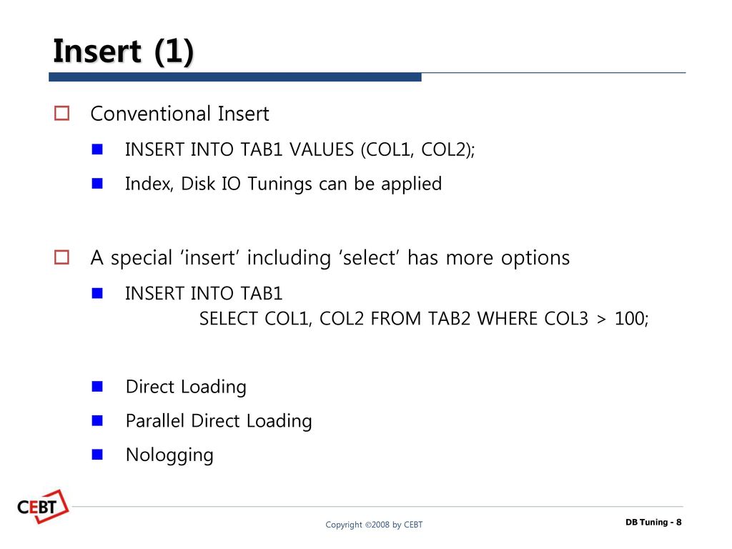 Db tuning ch 14 parallel processing ch 15 performance of dml ch 16