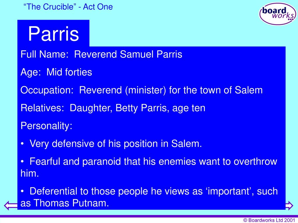 why is betty parris important in the crucible