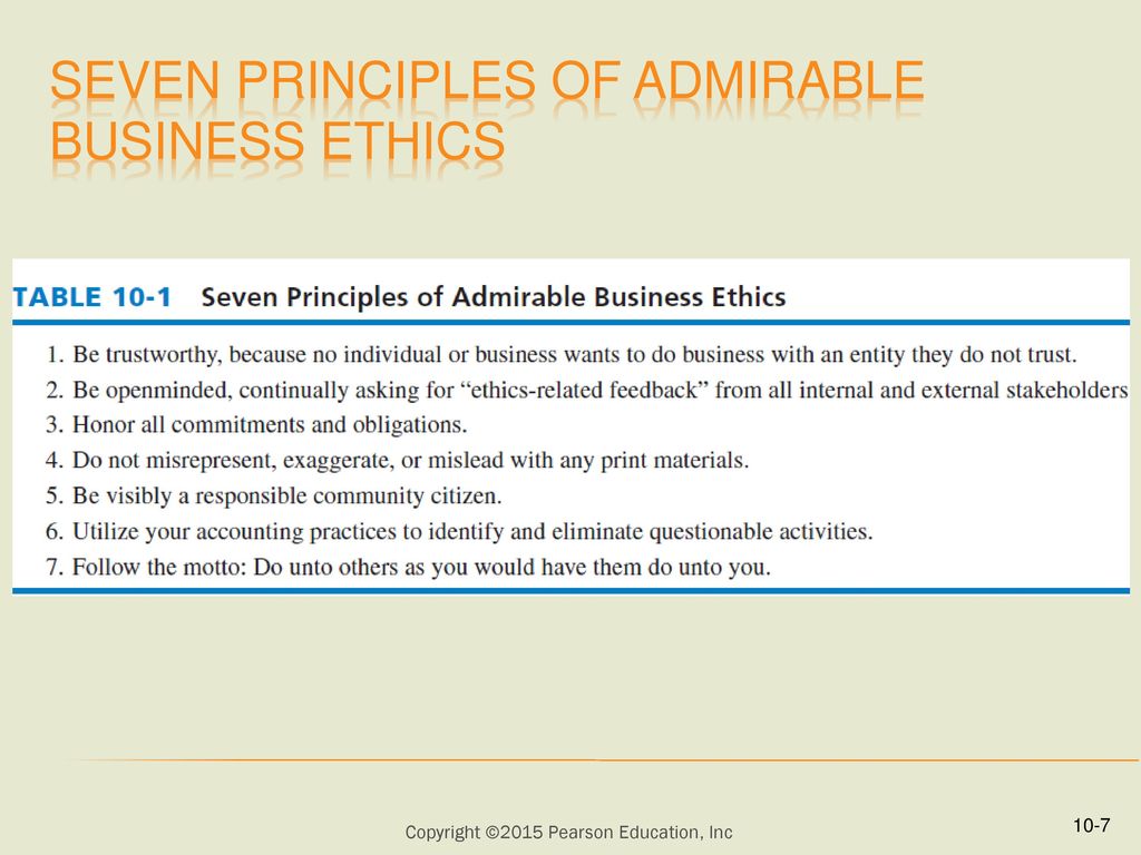 Seven Principles of Admirable Business Ethics