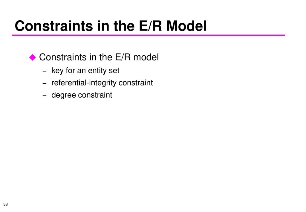 Constraints in the E/R Model