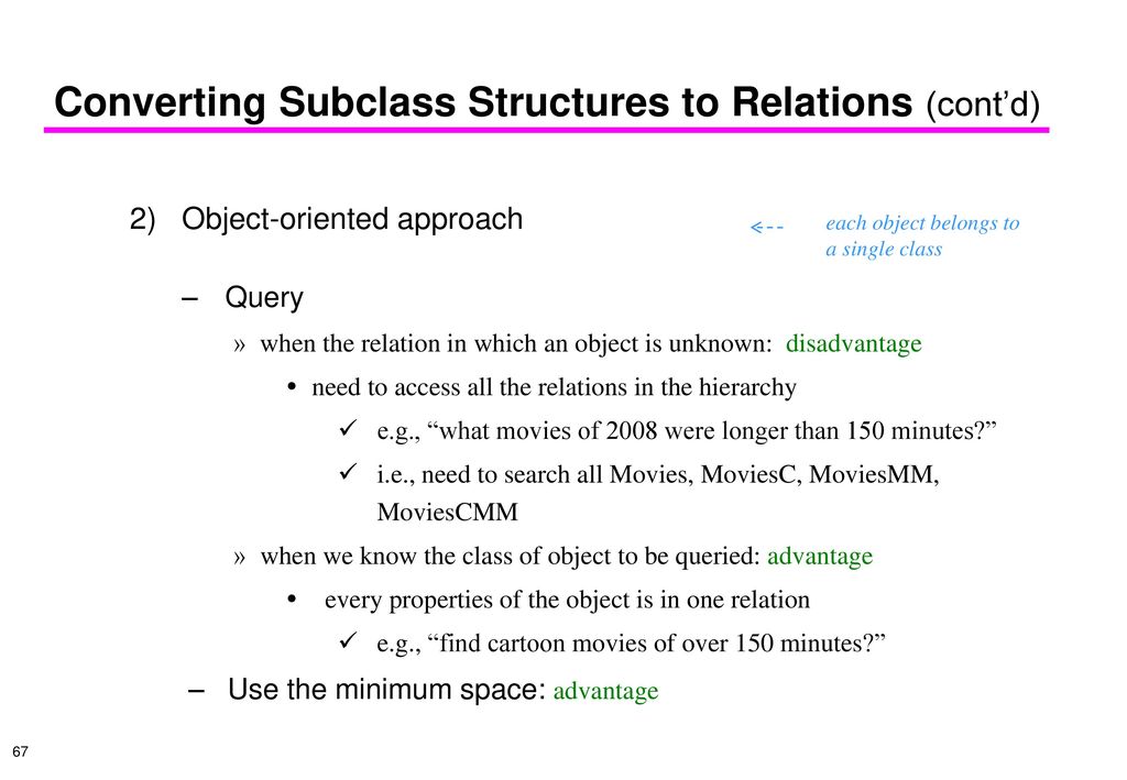 Converting Subclass Structures to Relations (cont’d)