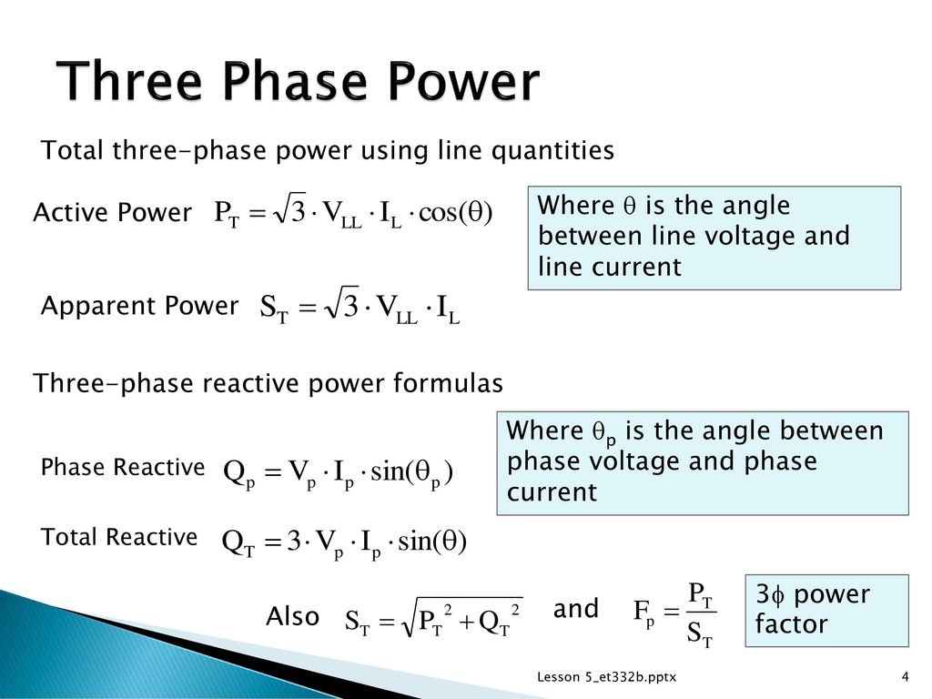 Lesson 5: Power In Balanced Three-Phase Systems - ppt download