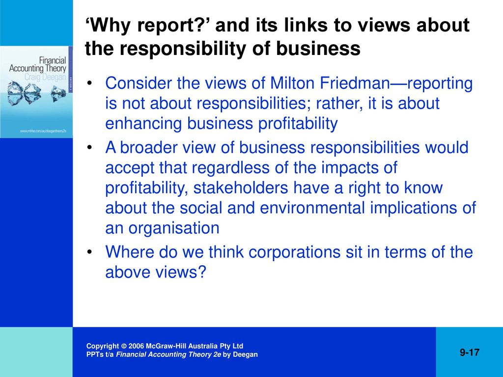 ‘Why report ’ and its links to views about the responsibility of business