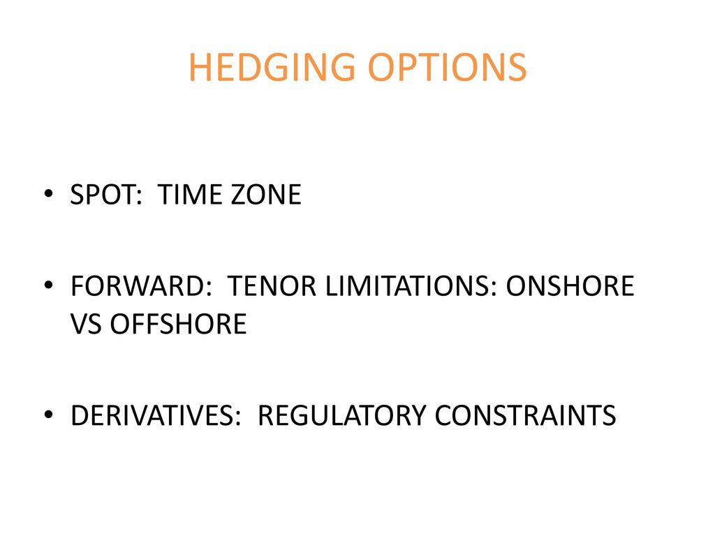 HEDGING OPTIONS SPOT: TIME ZONE