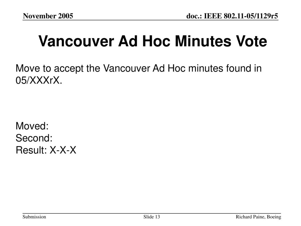 Vancouver Ad Hoc Minutes Vote