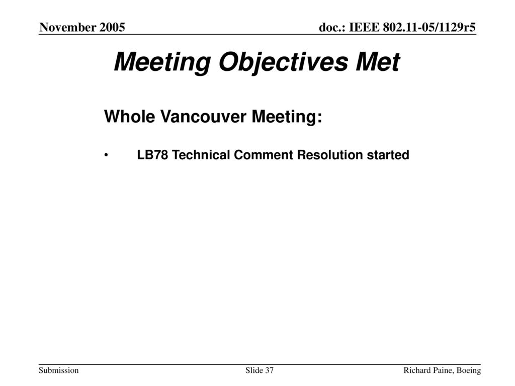 Meeting Objectives Met