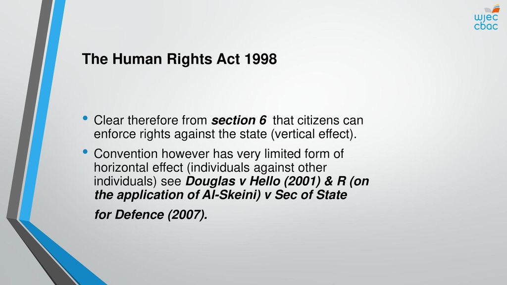 Objectives Explain and apply the main provisions of the Human Rights Act  1998 and relevant cases, with particular reference to sections 2,3,4,6,7  and. - ppt download