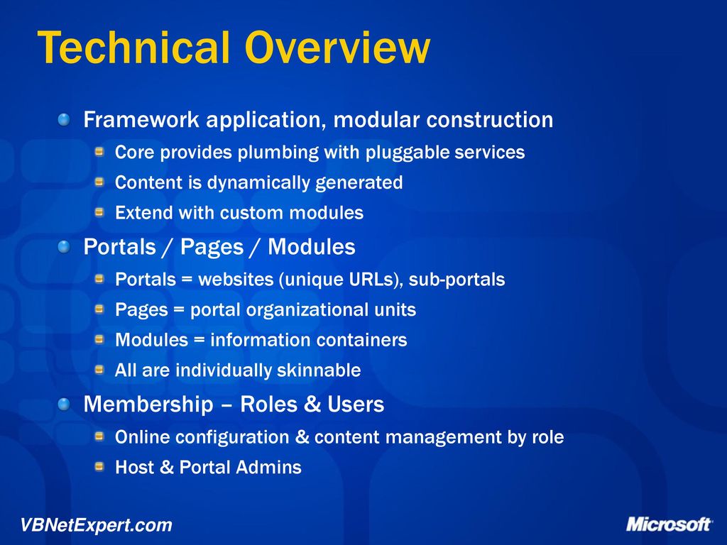 Dotnetnuke v4 web portals ppt download