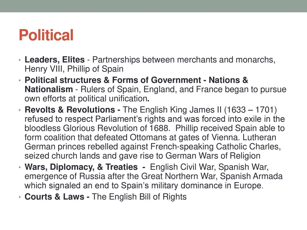 Political Leaders, Elites - Partnerships between merchants and monarchs, Henry VIII, Phillip of Spain.