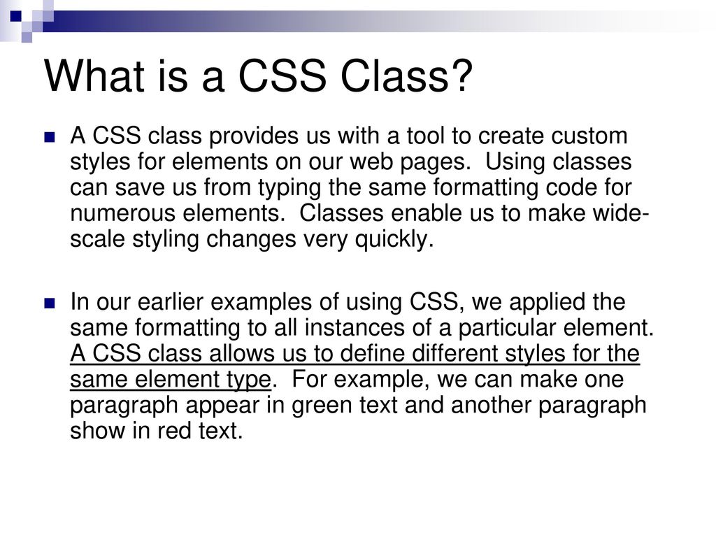 CSS Classes. - ppt download