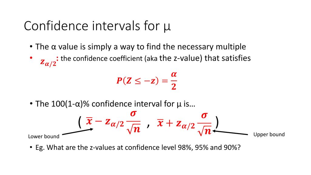 Confidence intervals for µ