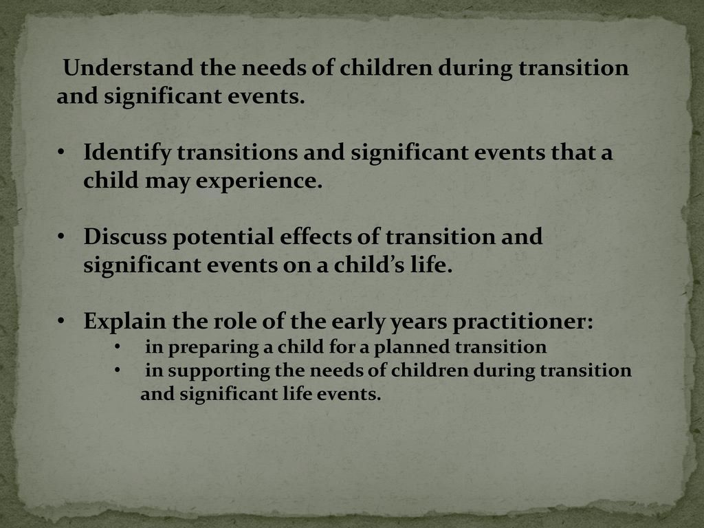 significant events a child may experience