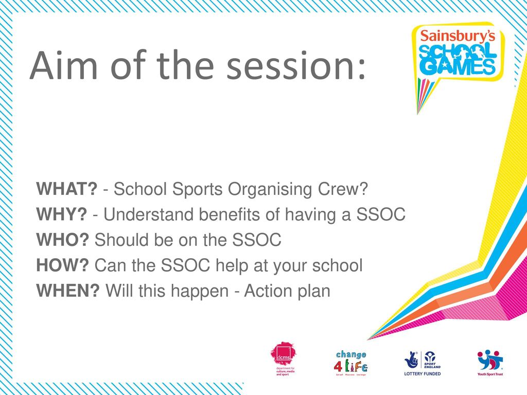 Aim of the session: WHAT - School Sports Organising Crew