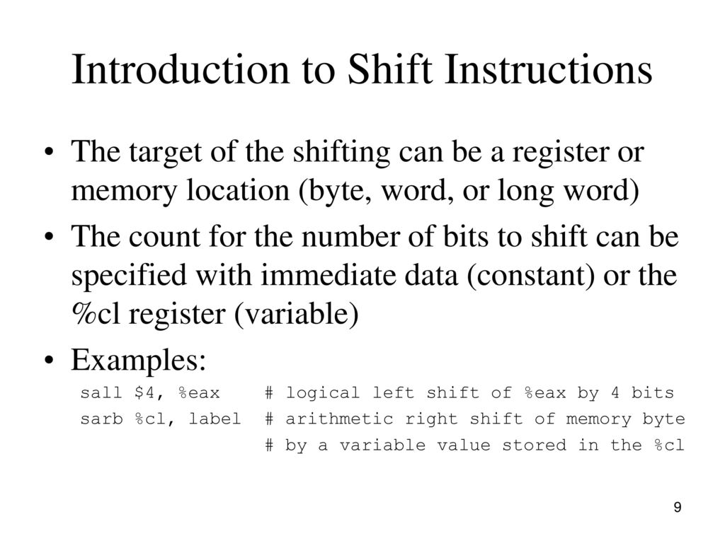 Assembly Language Programming IV: shift, struct, recursion - ppt download