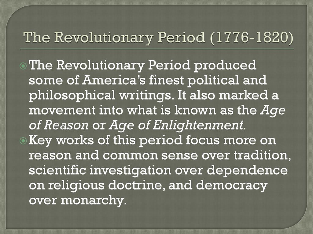 An overview of the american literary periods ppt download