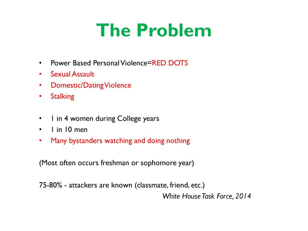 The Problem Power Based Personal Violence=RED DOTS Sexual Assault