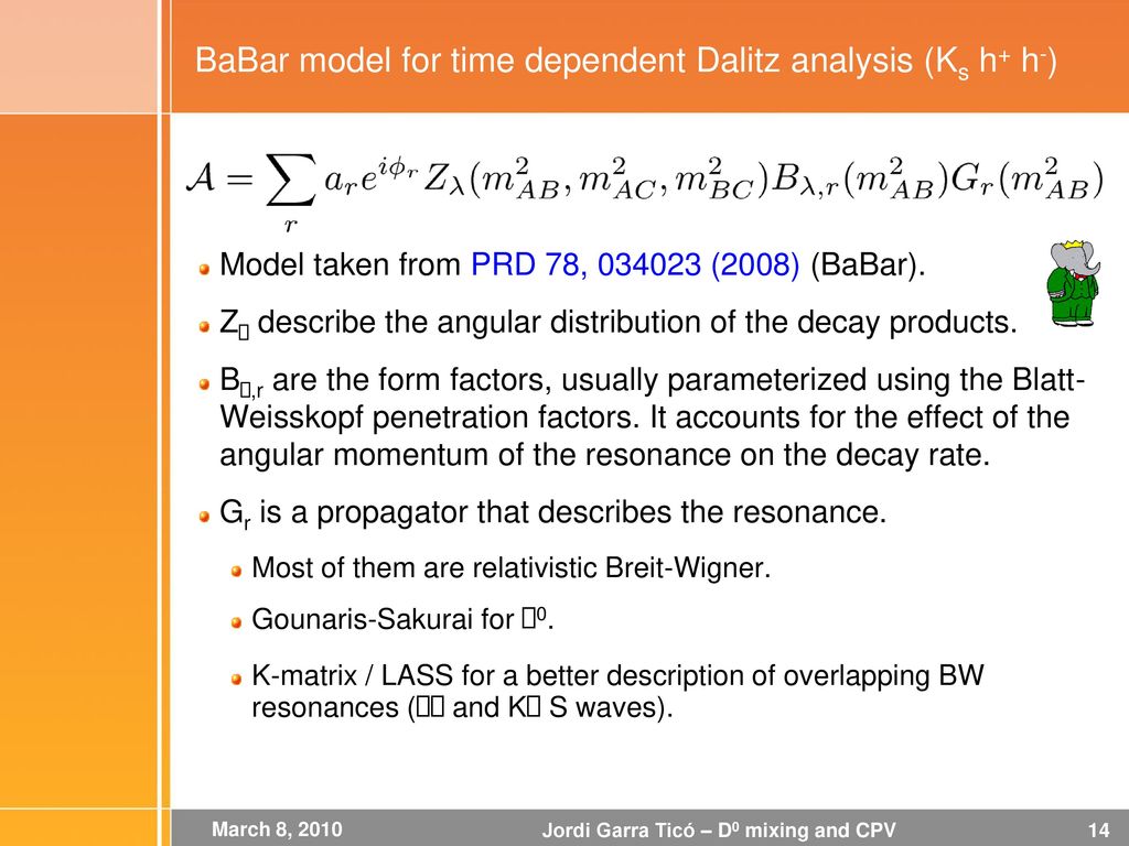 BaBar model for time dependent Dalitz analysis (Ks h+ h-)
