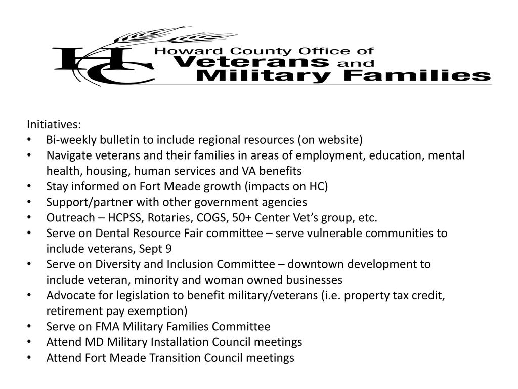 The Howard County Office of Veterans and Military Families (OVMF ...