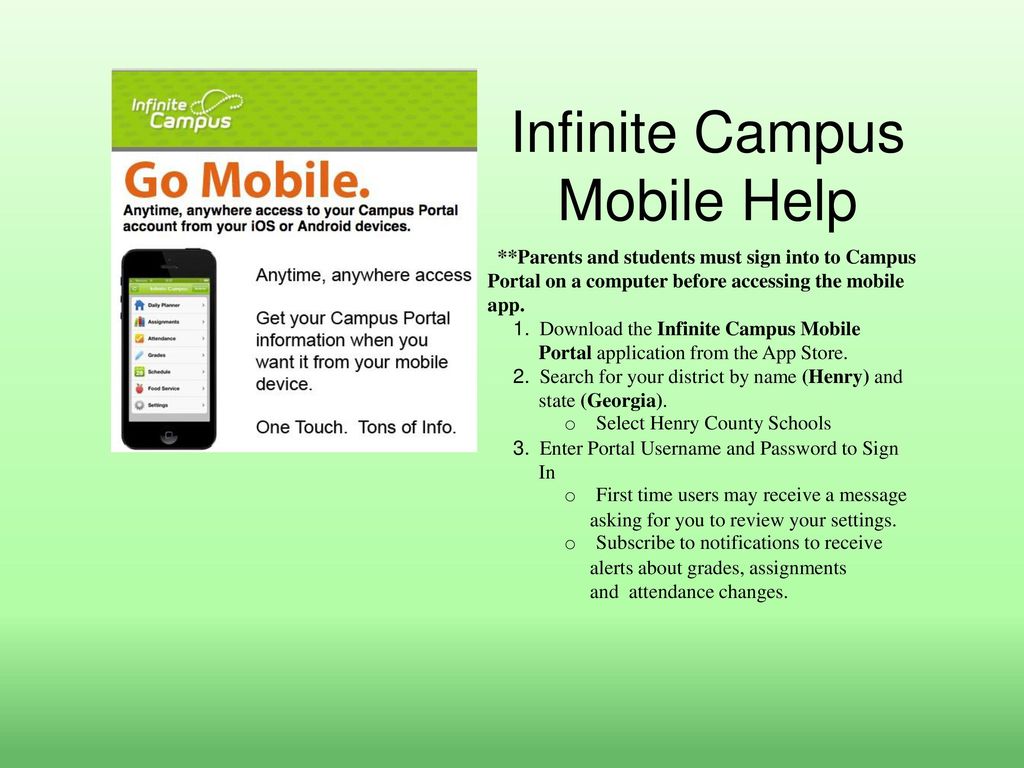 Infinite Campus Mobile Help