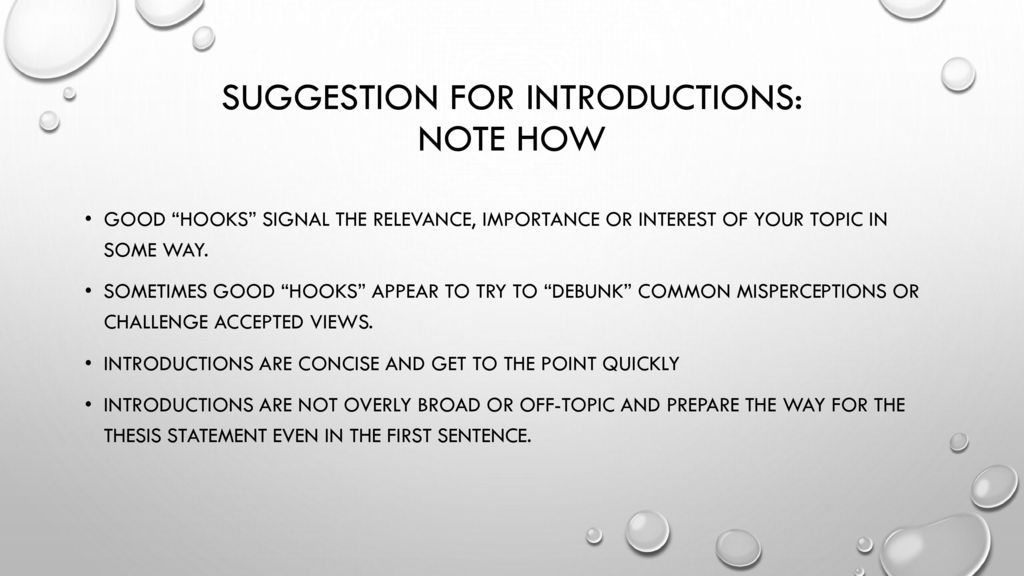 Suggestion for introductions: Note how