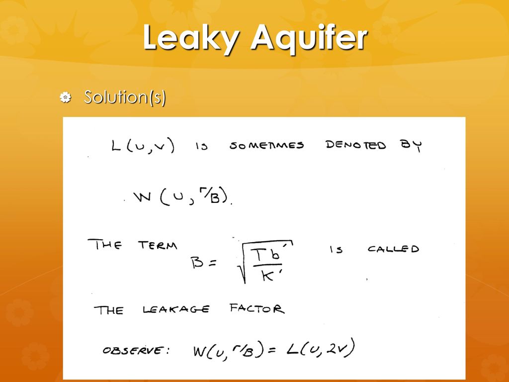 Leaky Aquifer Solution(s)