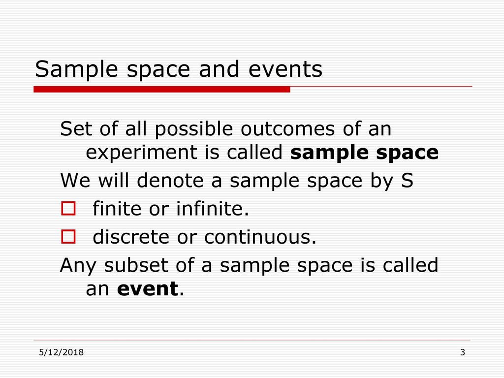 Math A Sample Space Events Definition Of Probabilities Ppt Download
