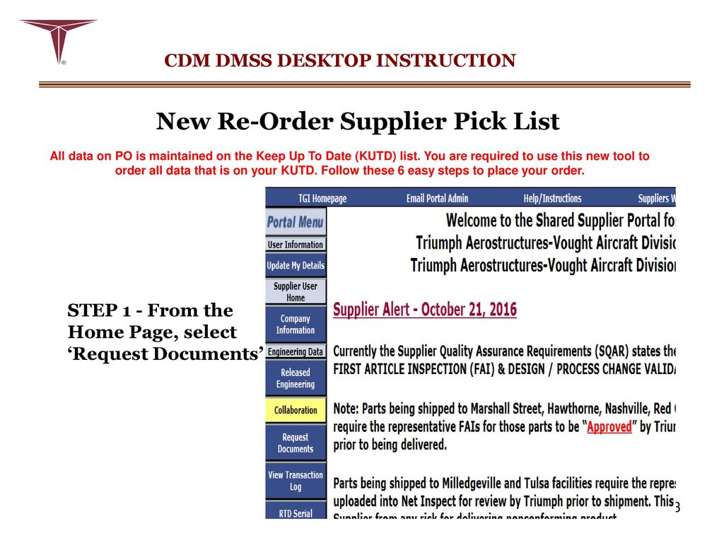 New Re-Order Supplier Pick List
