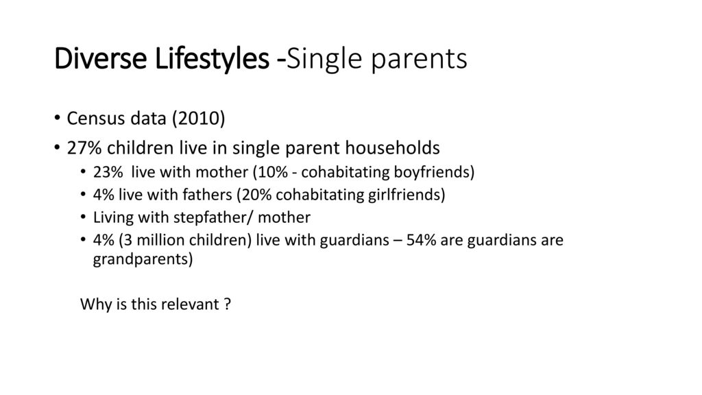 Diverse Lifestyles -Single parents