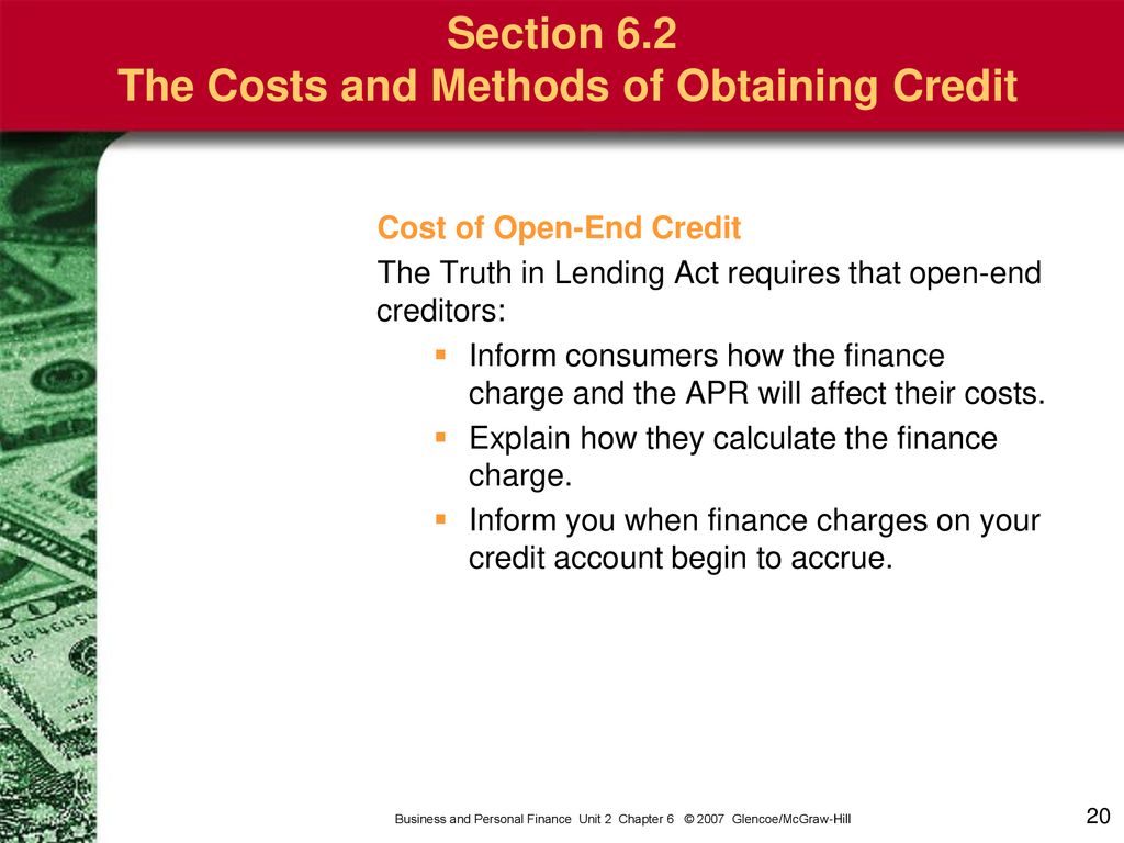 Business and Personal Finance Unit 2 Chapter 6 © Glencoe/McGraw-Hill ...