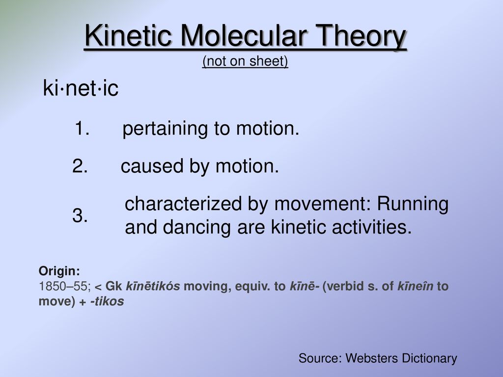 Kinetic Molecular Theory (not on sheet)