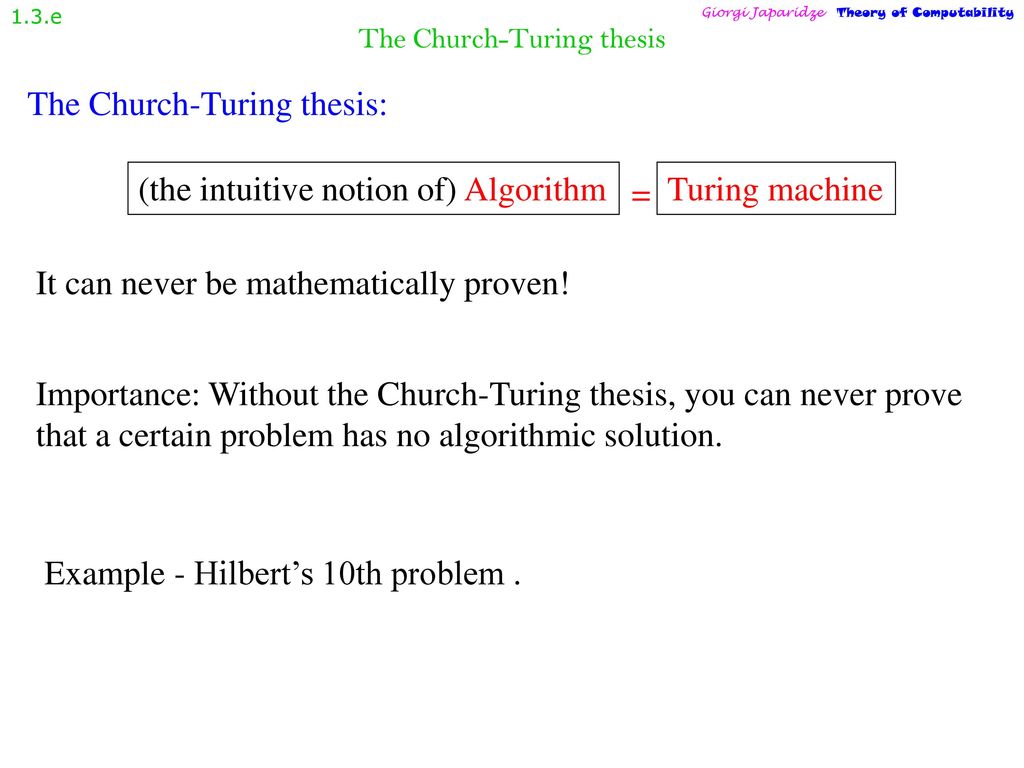 is church turing thesis proven