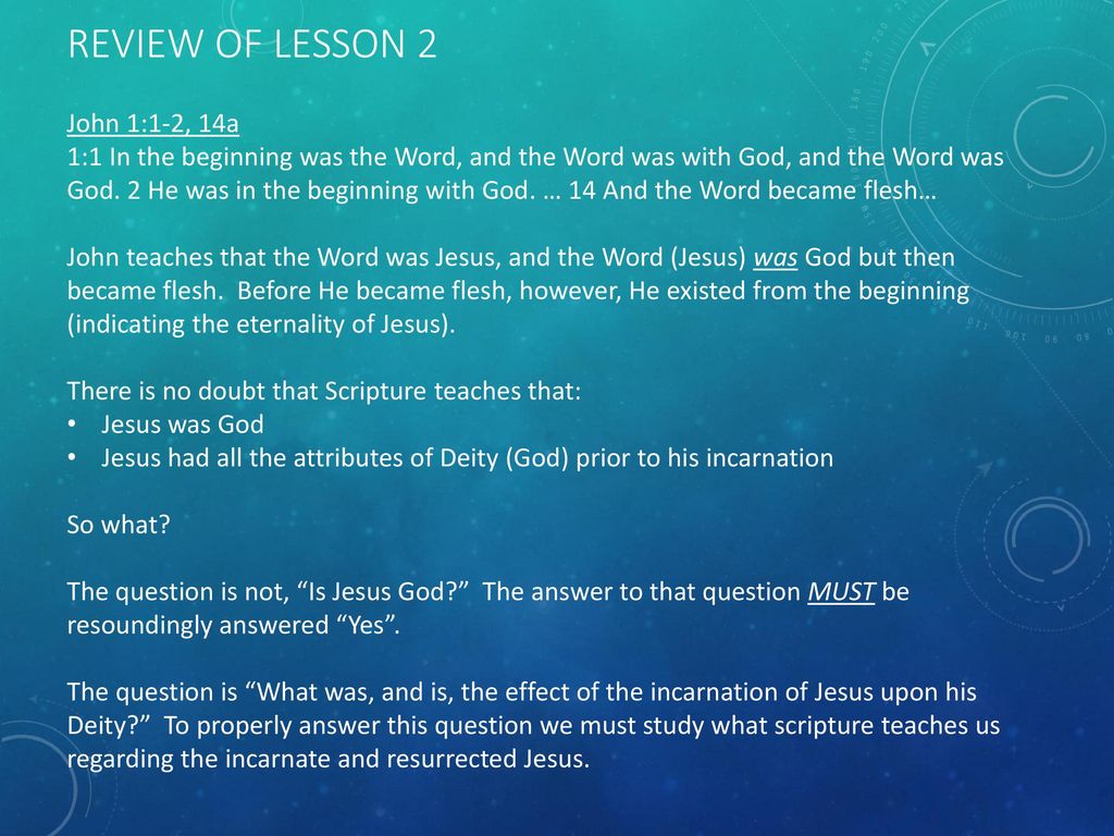 Lesson 3 – The Incarnate Nature Of Jesus - Ppt Download