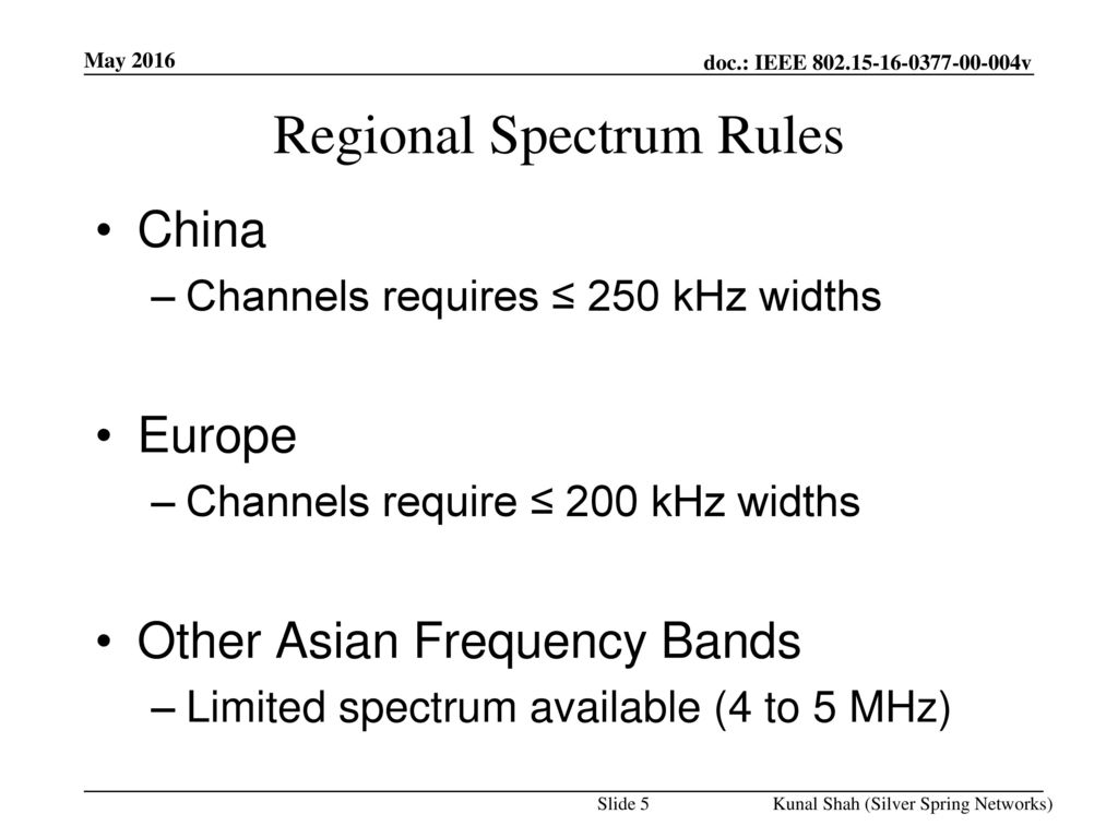 Regional Spectrum Rules