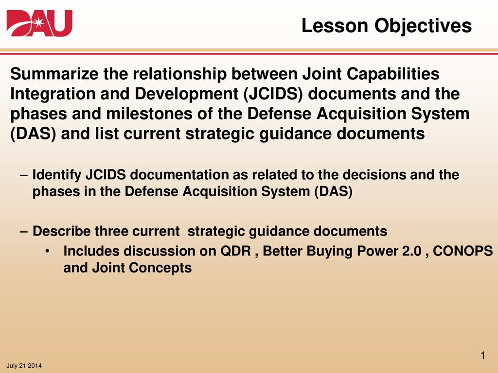 Joint Capabilities Integration and Development System (JCIDS) - The  Acquisition Innovation Research Center