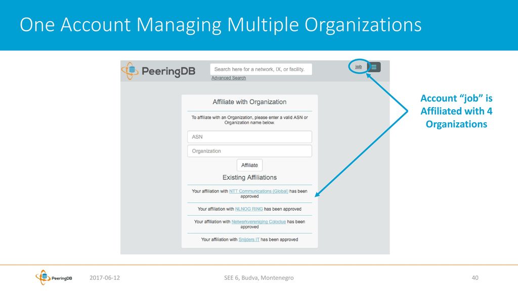 One Account Managing Multiple Organizations