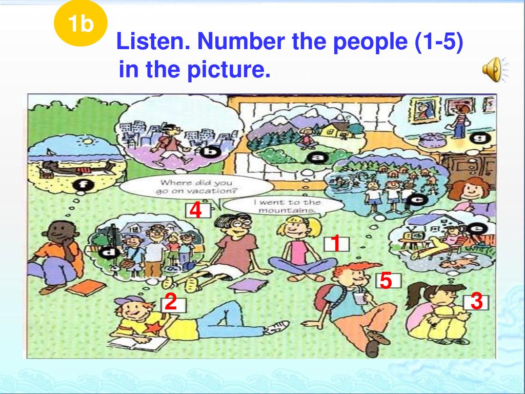 1b Listen. Number the people (1-5) in the picture. Zx````x``k