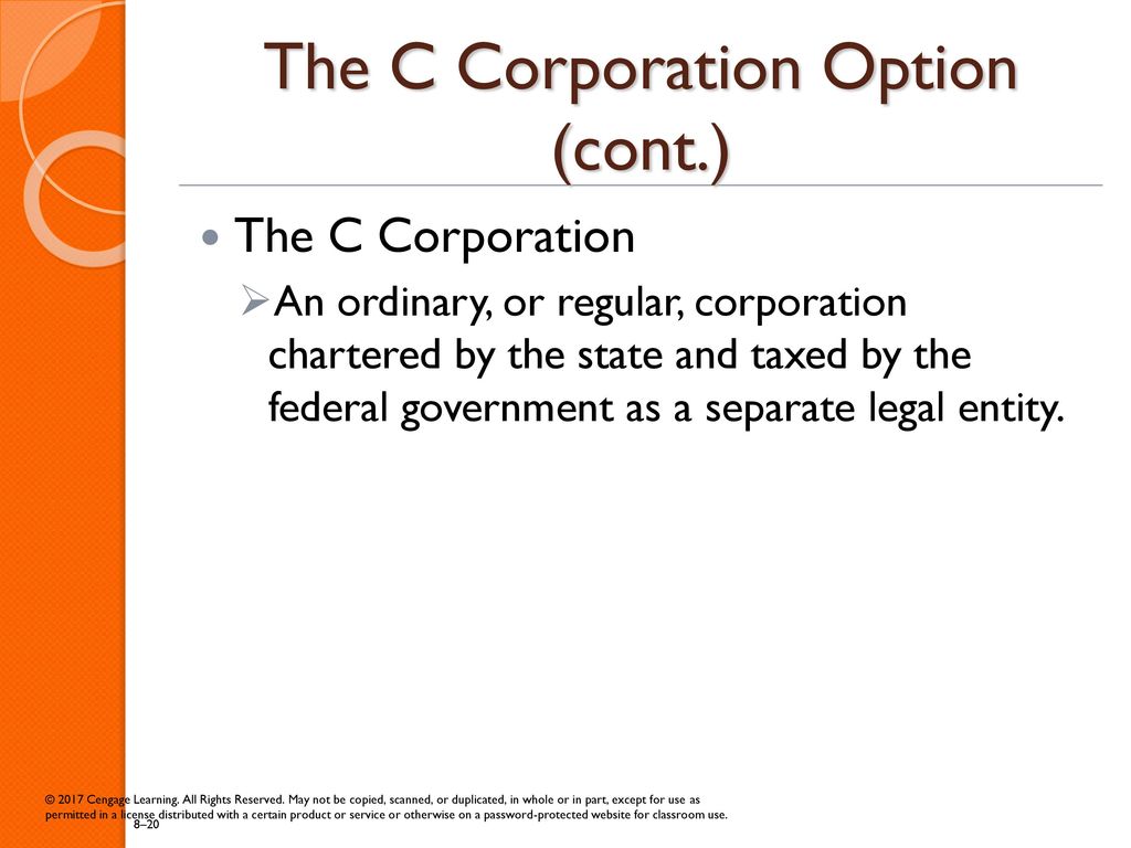 The C Corporation Option (cont.)