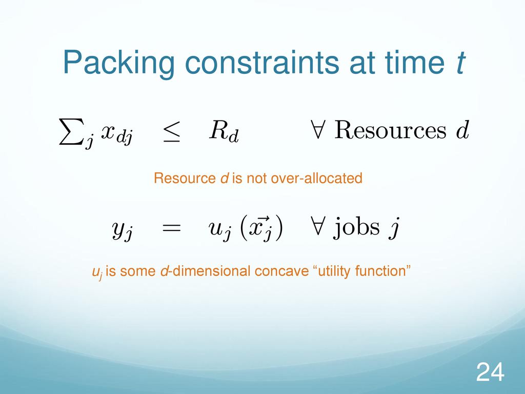 Packing constraints at time t