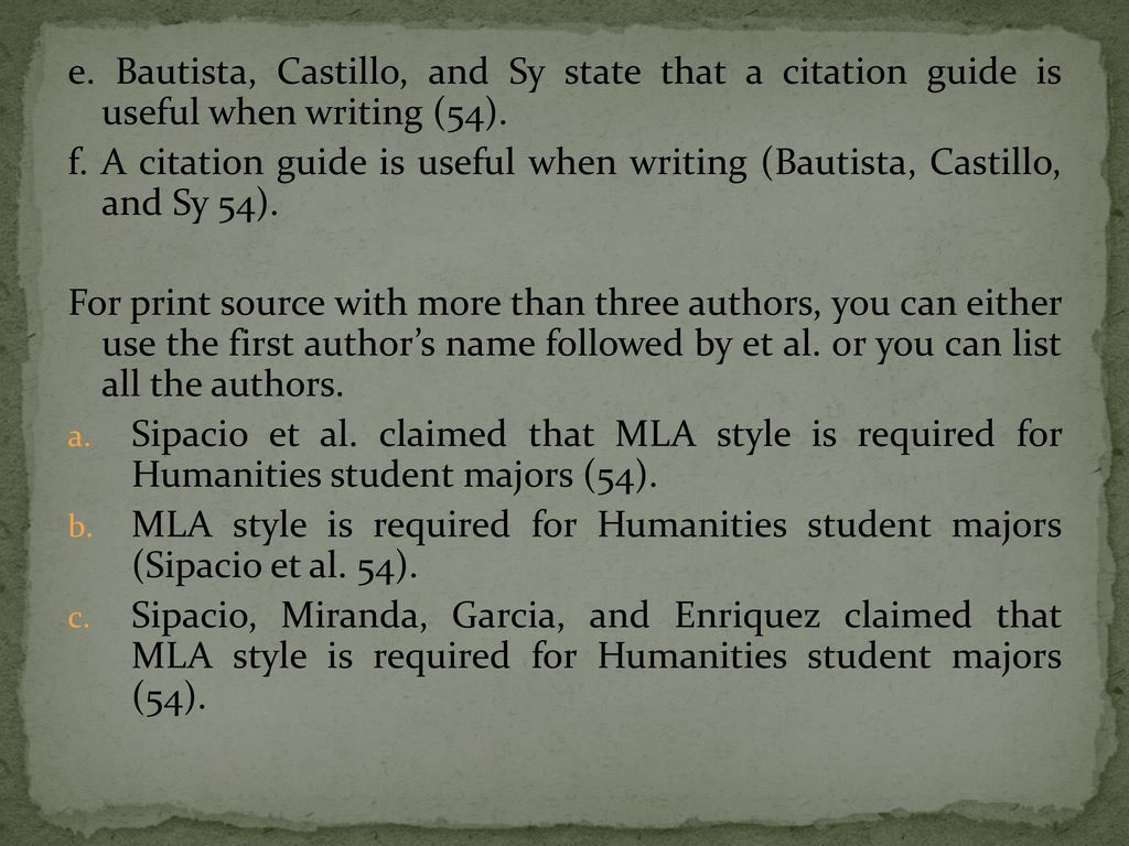 Basic Rules From The Mla Handbook 7th Edition Chapter 6 And Mla