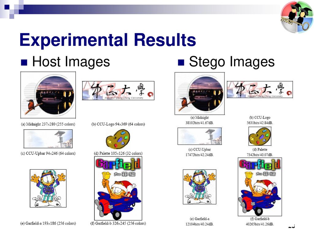 Experimental Results Host Images Stego Images