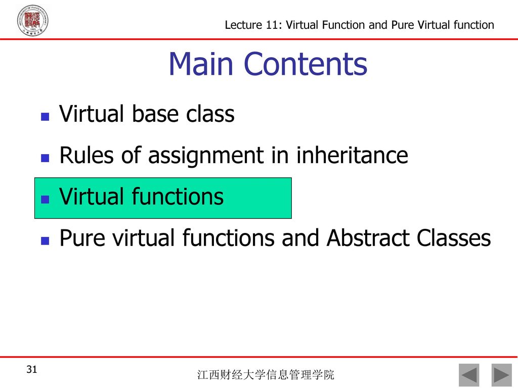 Lecture 11 Virtual Function And Pure Virtual Function Ppt Download