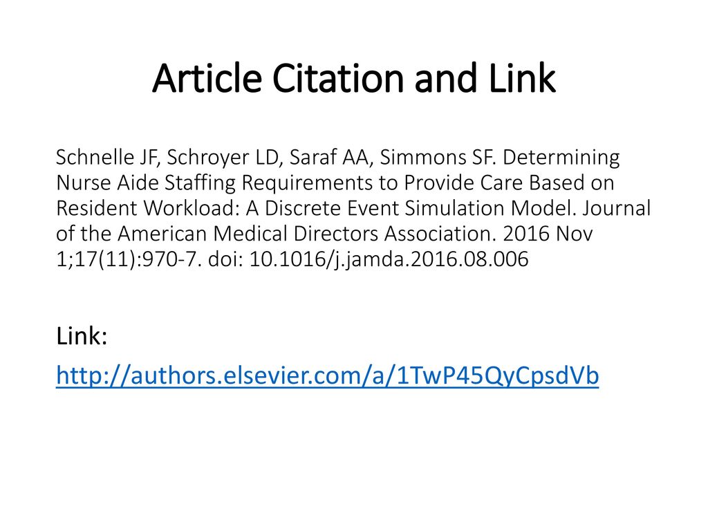 Article Citation and Link