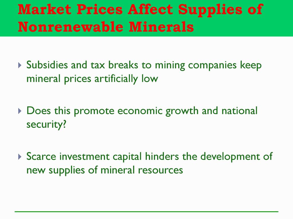 Market Prices Affect Supplies of Nonrenewable Minerals