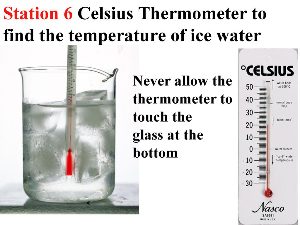 Station 6 Celsius Thermometer to find the temperature of ice water