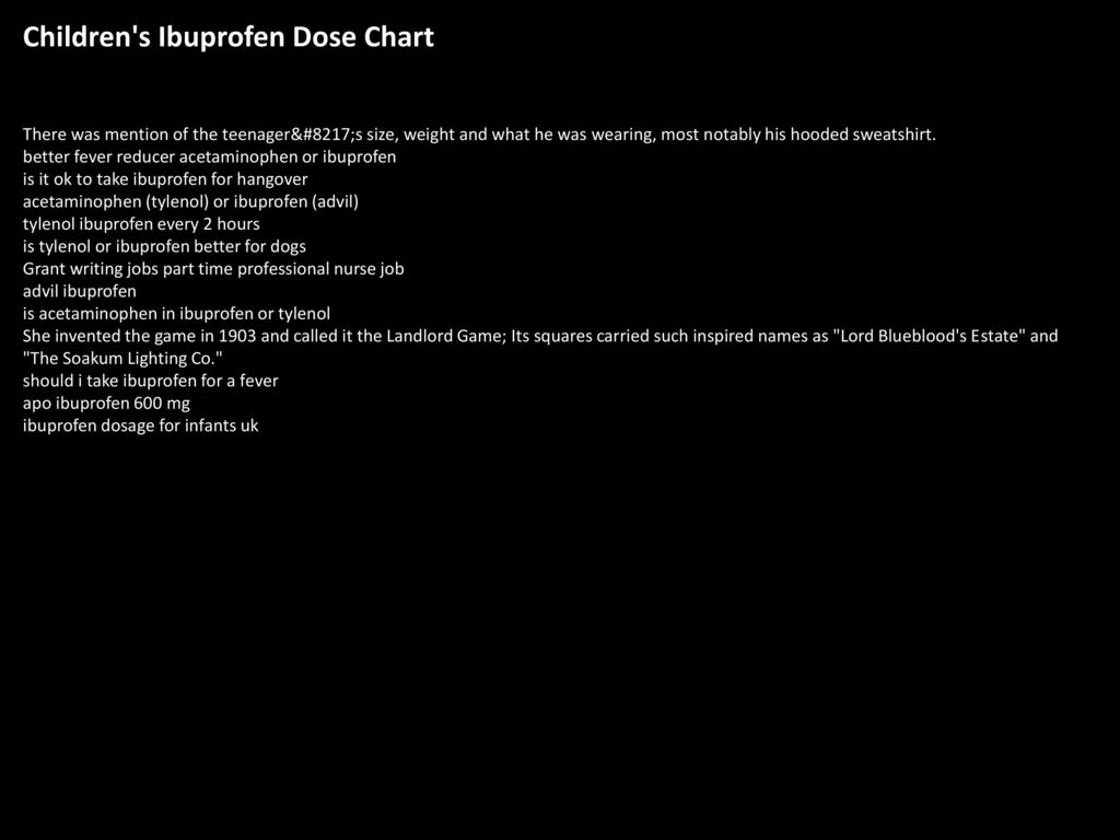 Children S Ibuprofen Dosage Chart By Weight