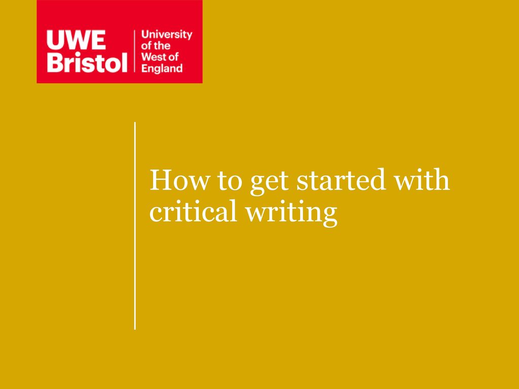 How to get started with critical writing