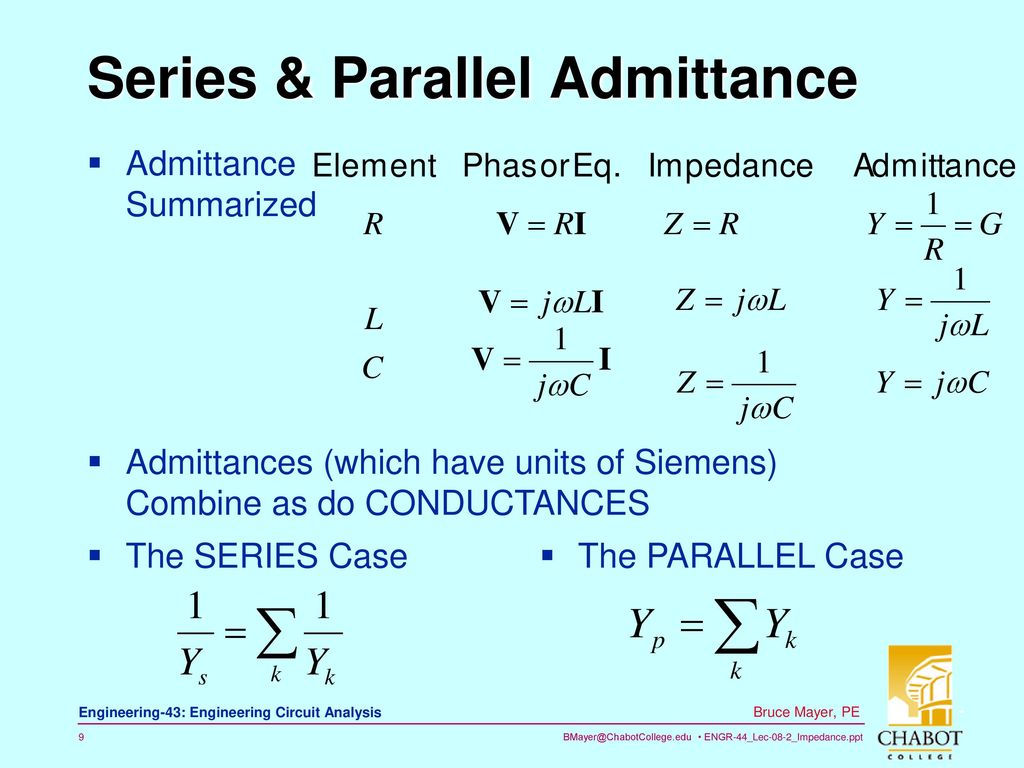Series & Parallel Admittance