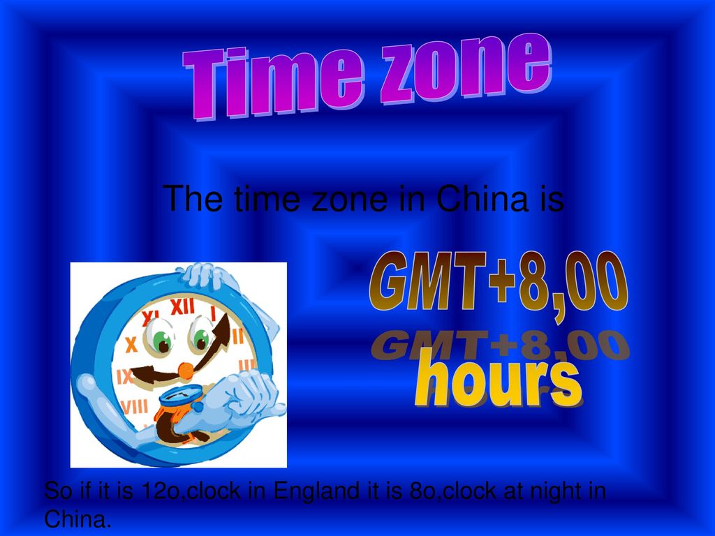 The time zone in China is