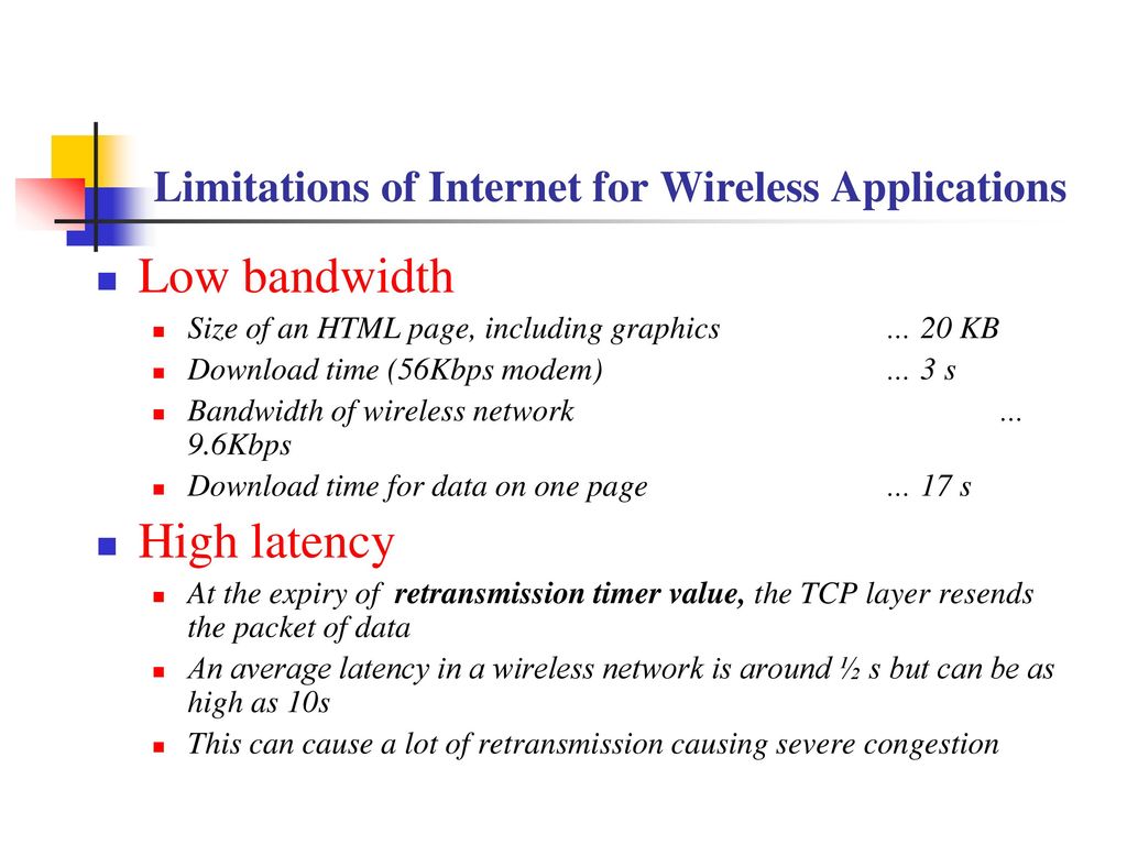 Limitations of Internet for Wireless Applications